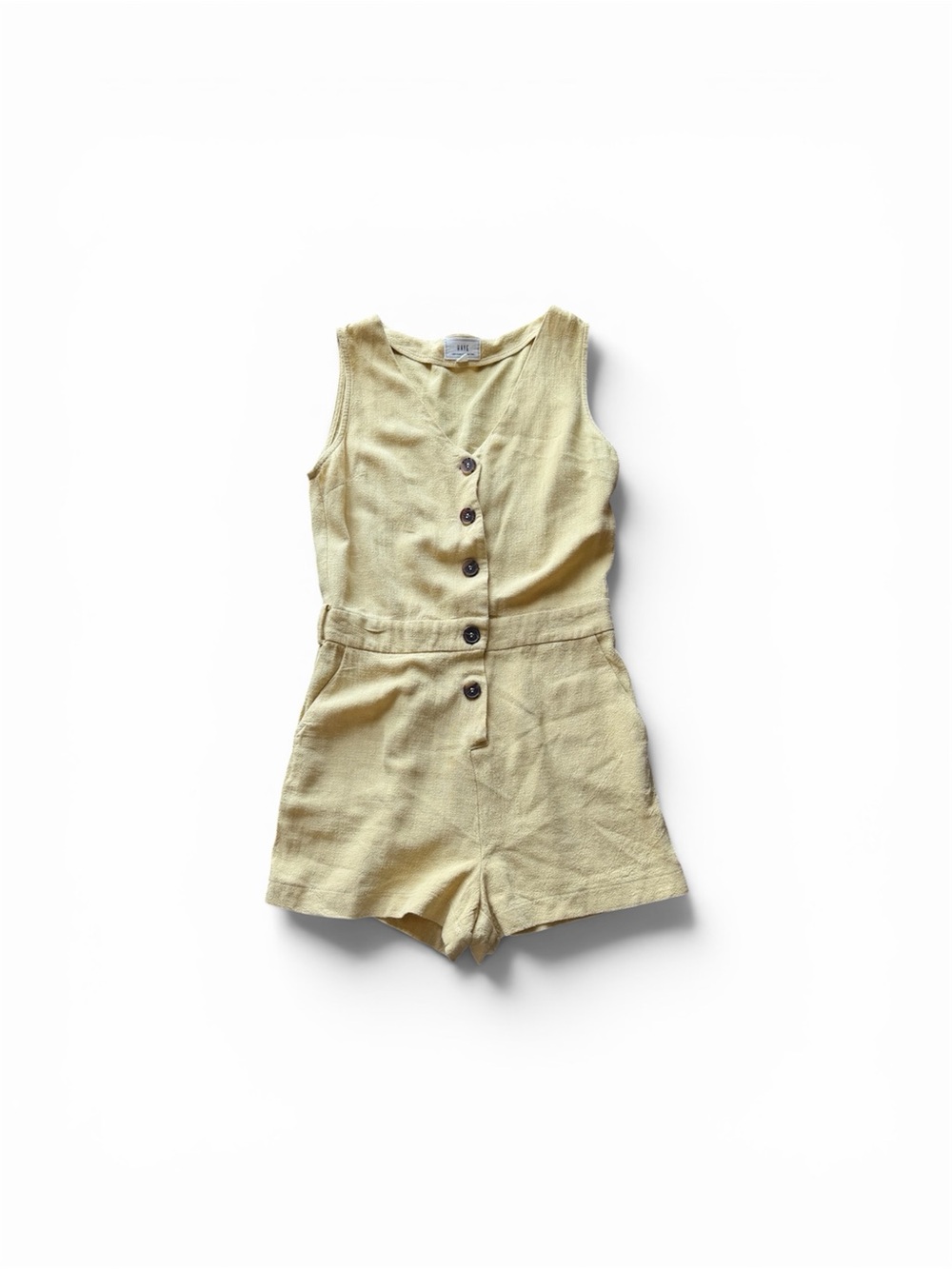 Women’s ' Yellow Button-Front Linen Romper